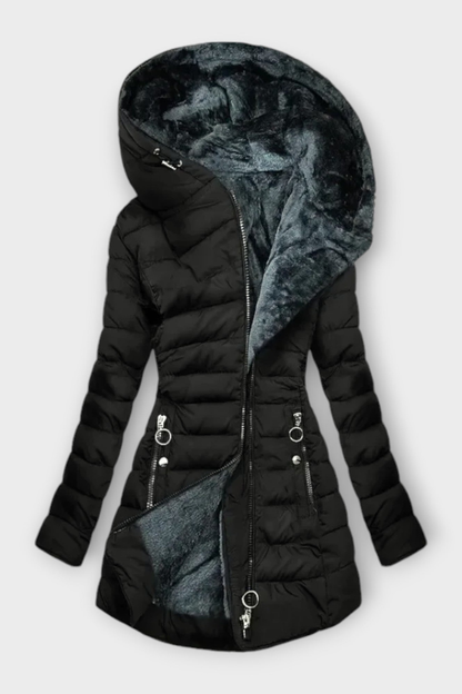 Alicia | Abrigo Slim Fit con Capucha de Pelo