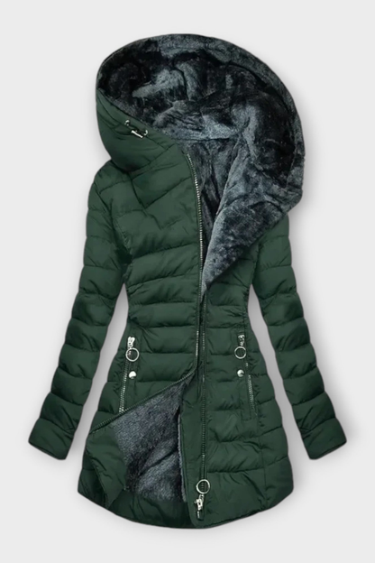 Alicia | Abrigo Slim Fit con Capucha de Pelo