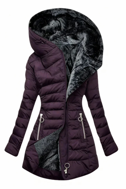 Alicia | Abrigo Slim Fit con Capucha de Pelo
