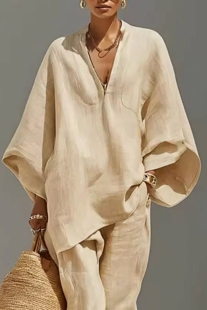 Marina | Conjunto de Blusa Fluida y Pantalón Ancho para Mujer
