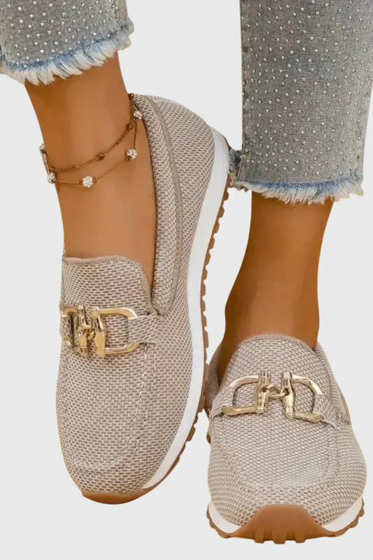 Chiara | Mocasines Ortopédicos Transpirables con Detalle Dorado
