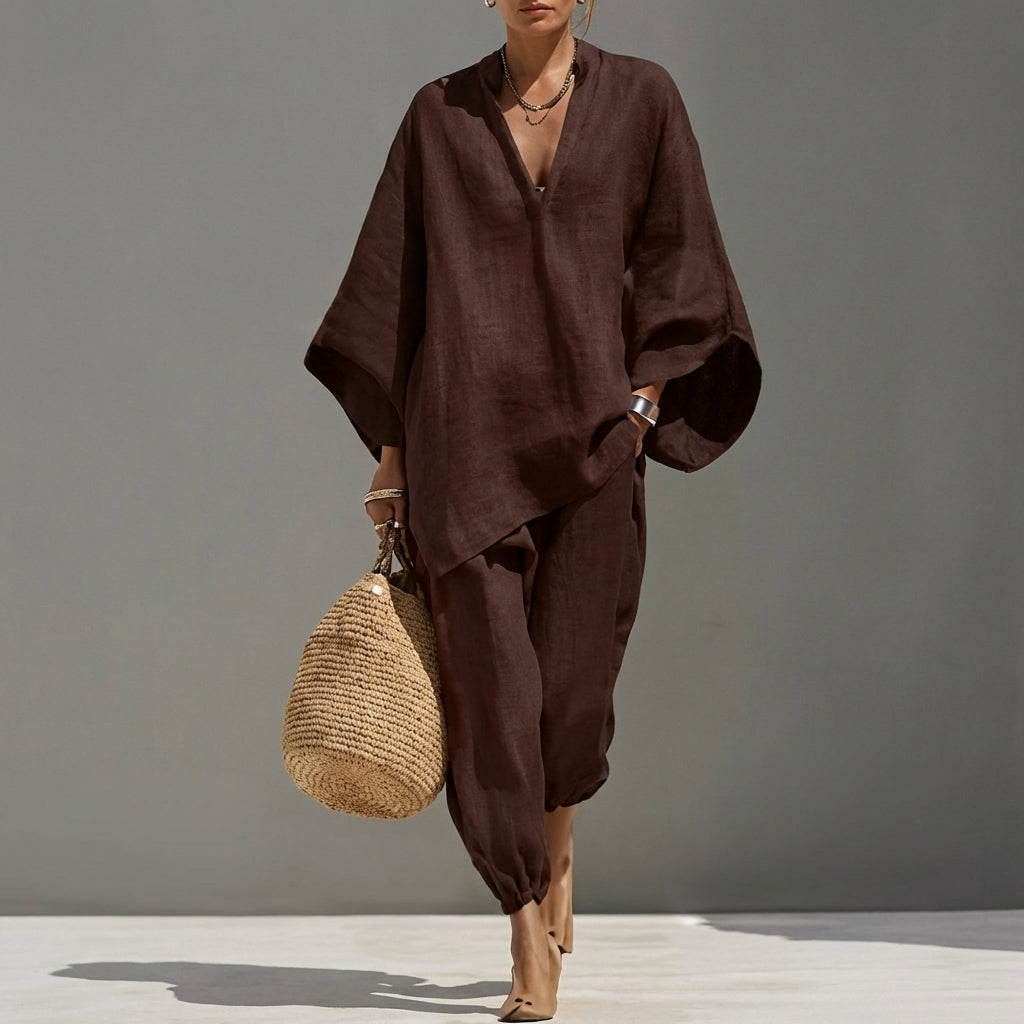 Marina | Conjunto de Blusa Fluida y Pantalón Ancho para Mujer