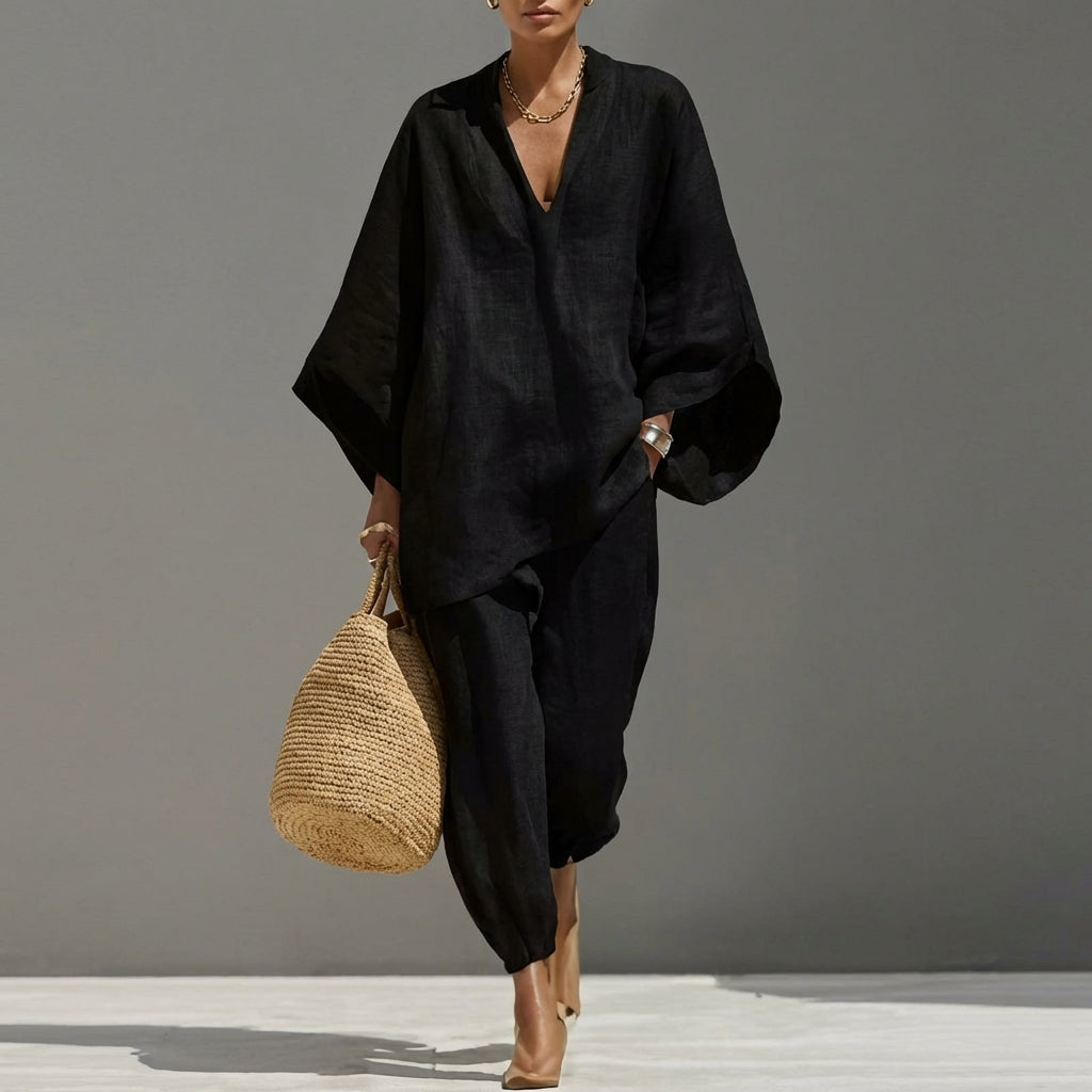 Marina | Conjunto de Blusa Fluida y Pantalón Ancho para Mujer