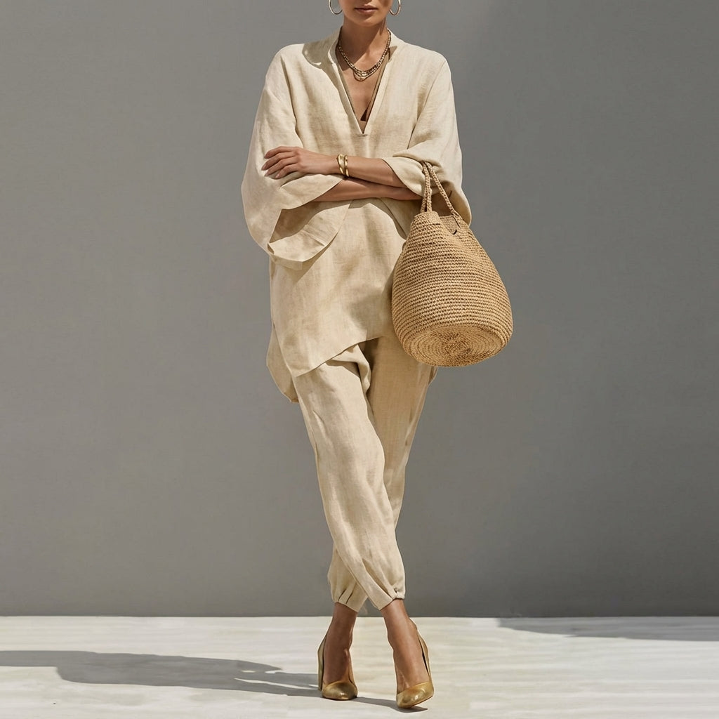 Marina | Conjunto de Blusa Fluida y Pantalón Ancho para Mujer