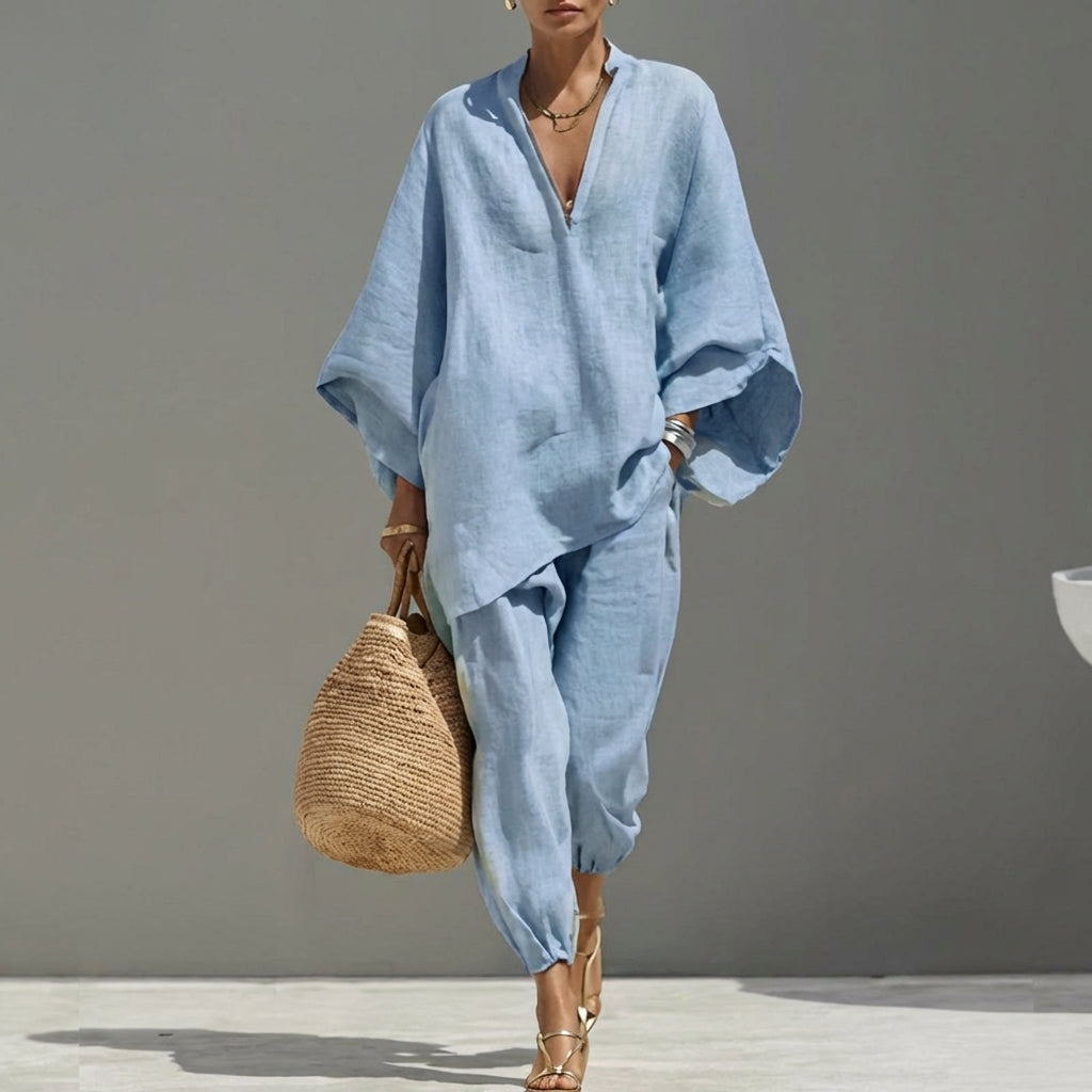 Marina | Conjunto de Blusa Fluida y Pantalón Ancho para Mujer