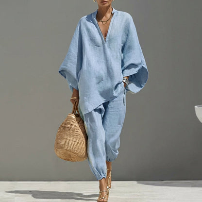 Marina | Conjunto de Blusa Fluida y Pantalón Ancho para Mujer