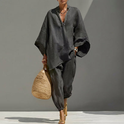 Marina | Conjunto de Blusa Fluida y Pantalón Ancho para Mujer
