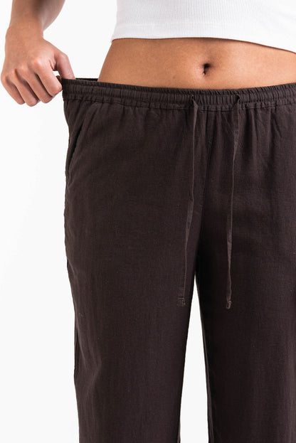 Pantalón de lino de tiro medio MADLADY, pantalones cómodos y elegantes para mujer, en color neutro.