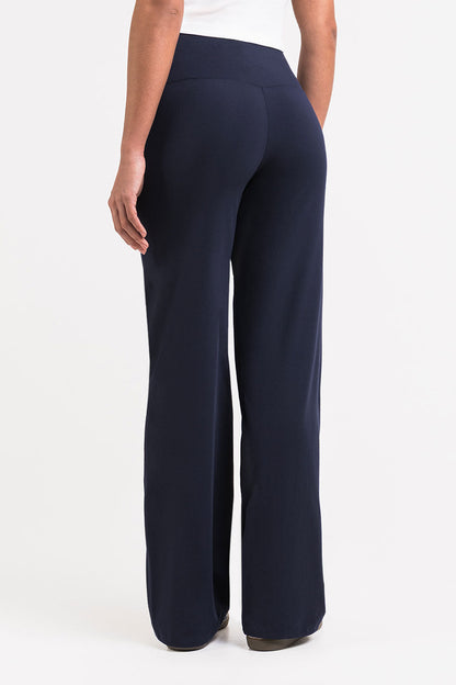 Pantalón elástico de tiro medio MADLADY, pantalones cómodos y ajustados, en color negro con cintura elástica.