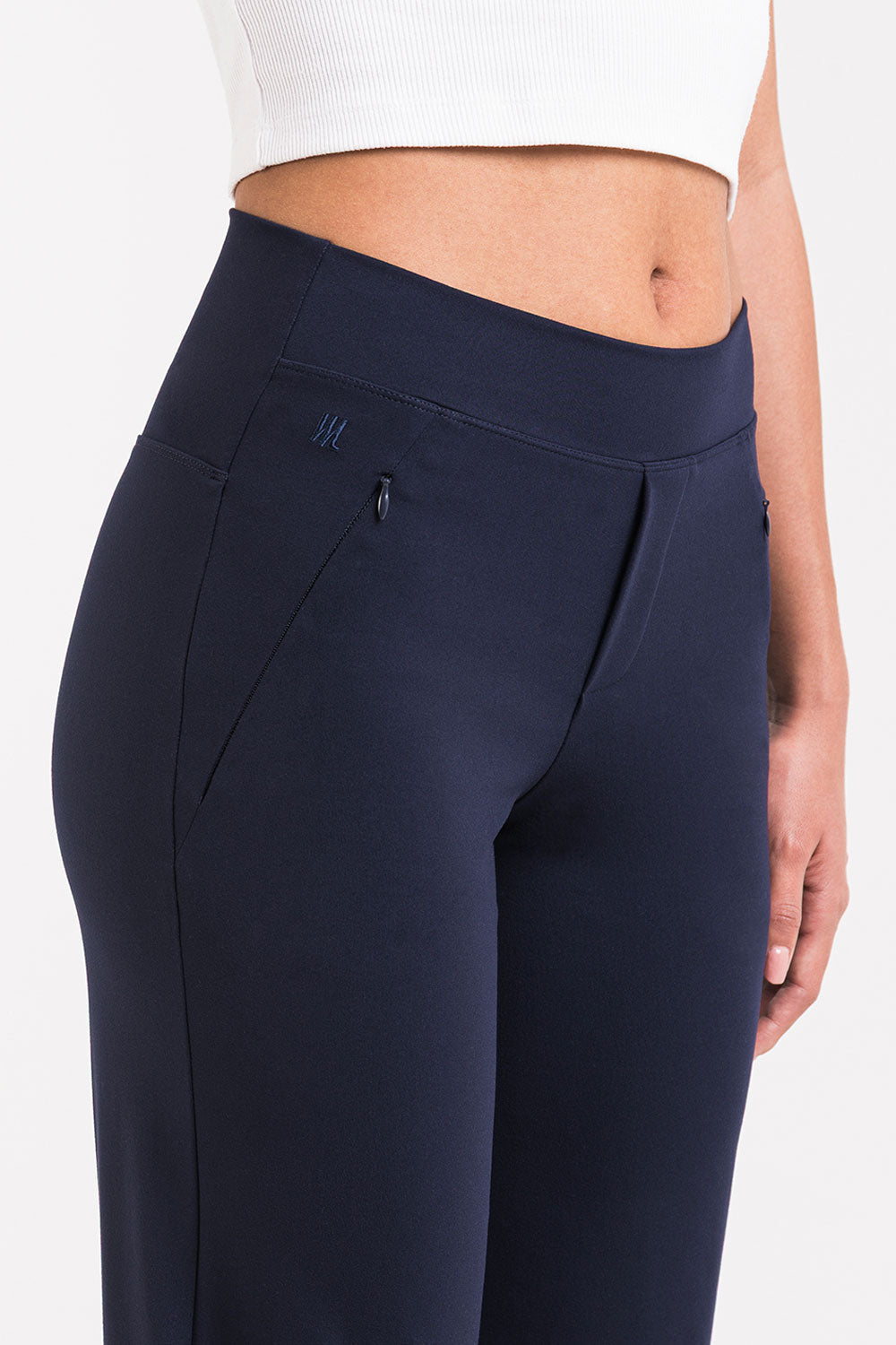 Pantalón elástico de tiro medio MADLADY, pantalones cómodos y ajustados en color gris con cintura elástica y bolsillos delanteros.