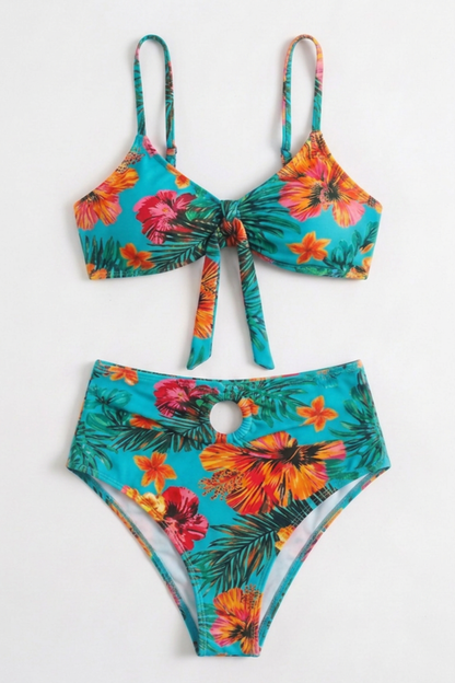 Bikini Tropical de 3 Piezas con Kimono
