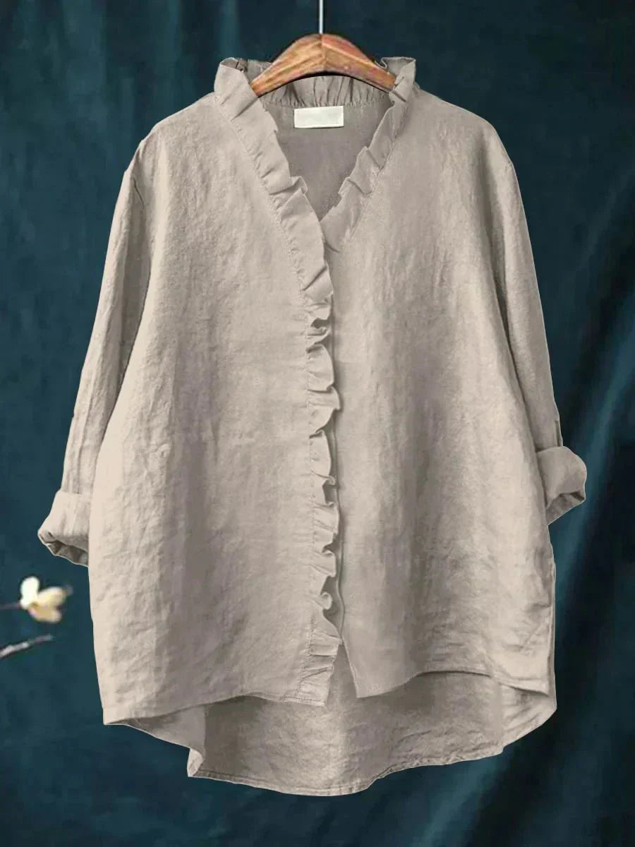 Sanela | Camisa de Algodón y Lino con Volantes