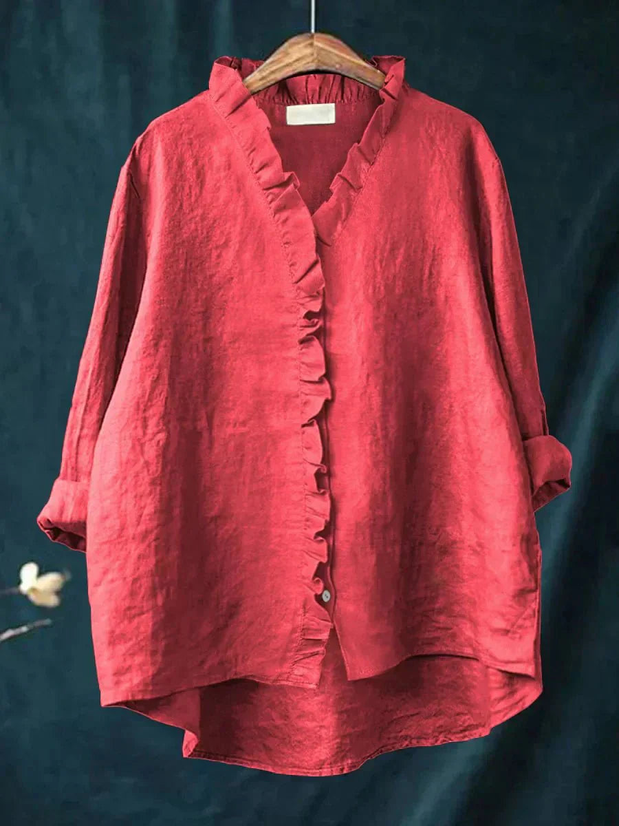 Sanela | Camisa de Algodón y Lino con Volantes