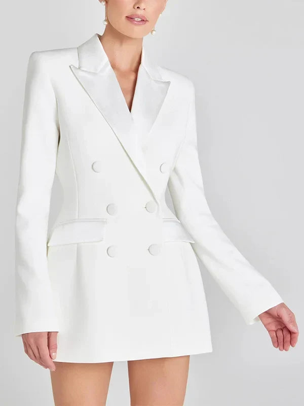 Blazer Cruzado de Satén Blanco