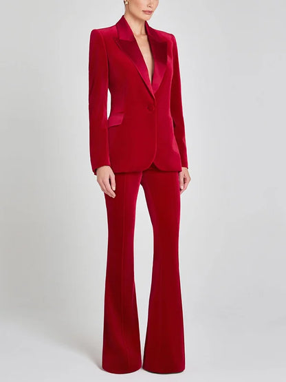 Blazer de Terciopelo Rojo con Solapas de Pico