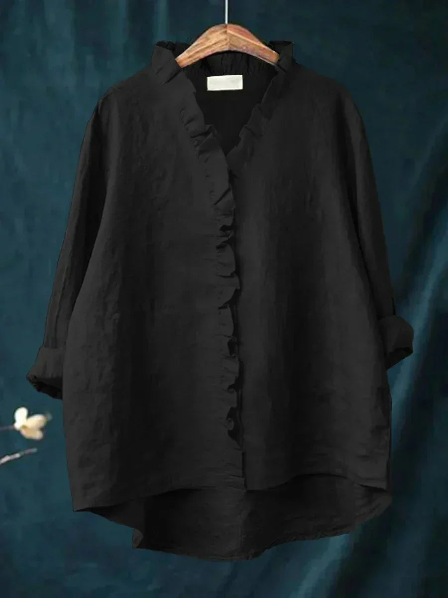 Sanela | Camisa de Algodón y Lino con Volantes
