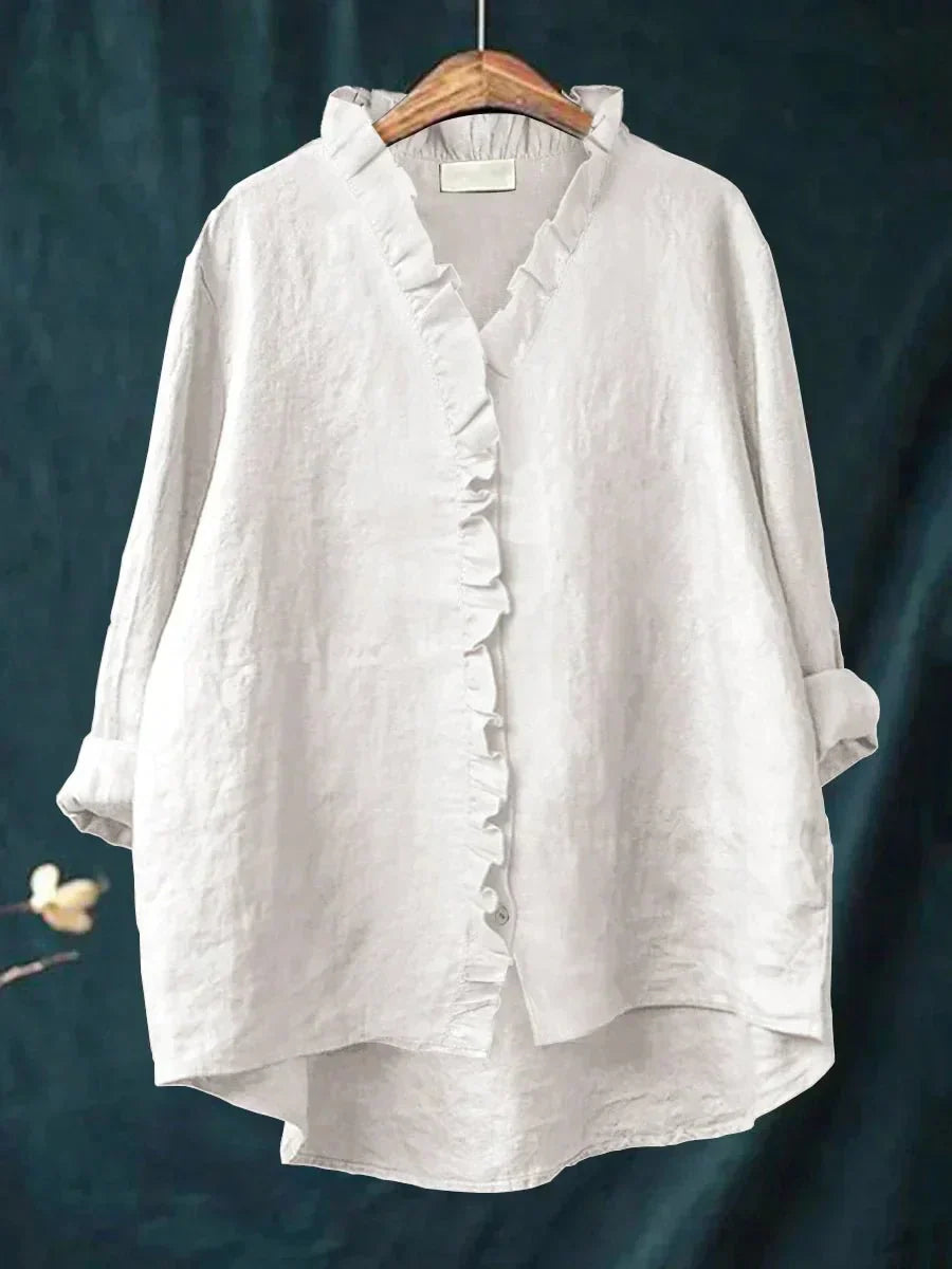 Sanela | Camisa de Algodón y Lino con Volantes