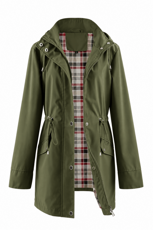 Chaqueta ligera impermeable con capucha Vera Serrat, diseñada para protección contra la lluvia y estilo elegante.
