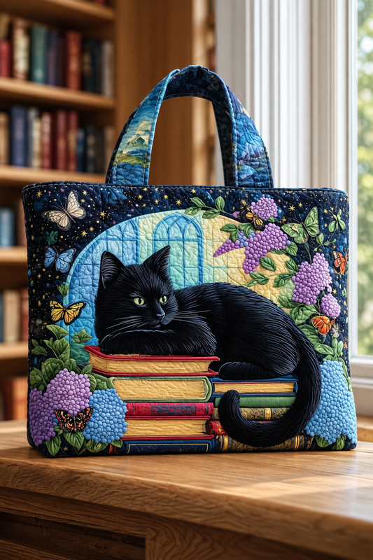 Daniela | Bolso Acolchado Artesanal con Gato Negro y Libros - Vera Serrat