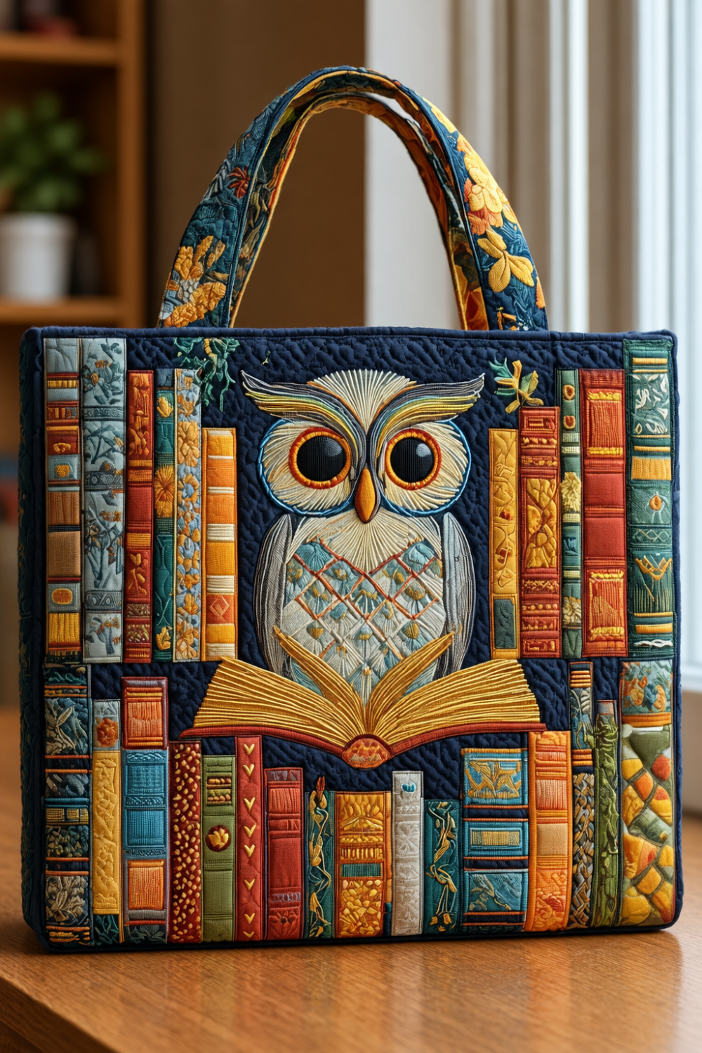Elisa | Bolso Acolchado Artesanal con Búho y Libros Antiguos - Vera Serrat