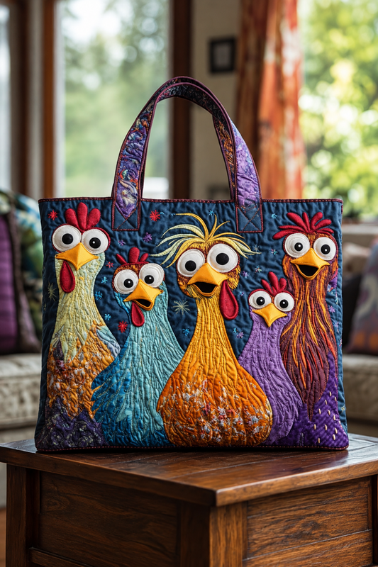 Martina | Bolso Acolchado Artesanal con Cinco Gallinas de Colores - Vera Serrat