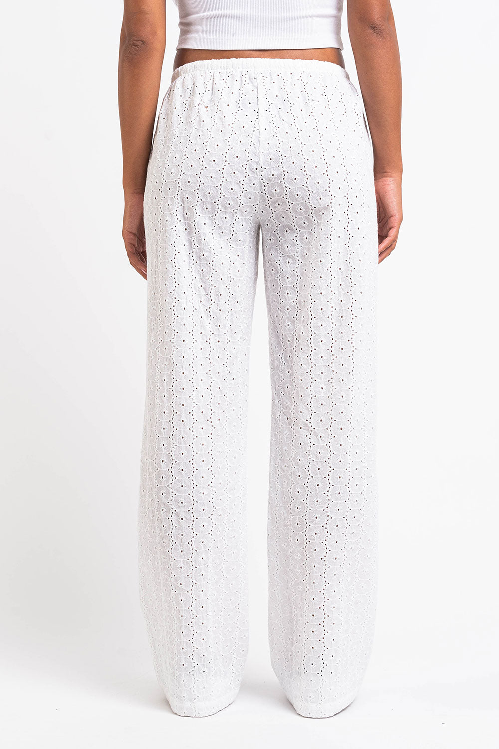 Pantalones de lino blancos con encaje de MADLADY, pantalones rectos y ligeros para un estilo elegante y cómodo.