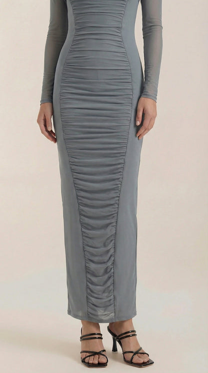 Vestido Maxi con Detalles Fruncidos