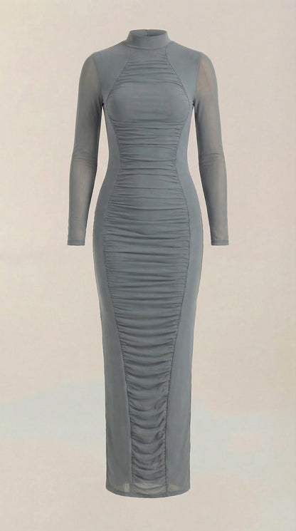 Vestido Maxi con Detalles Fruncidos