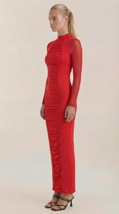 Vestido Maxi con Detalles Fruncidos
