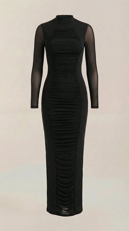 Vestido Maxi con Detalles Fruncidos