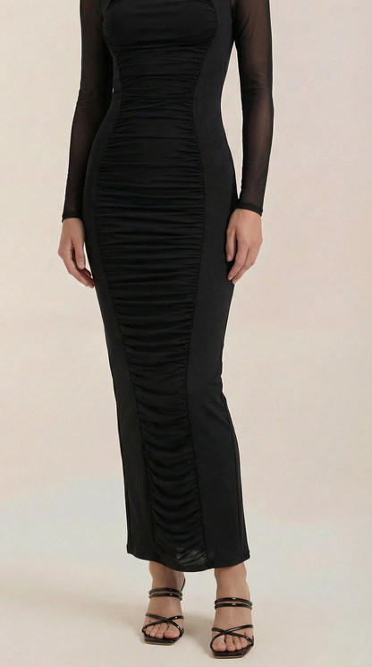 Vestido Maxi con Detalles Fruncidos