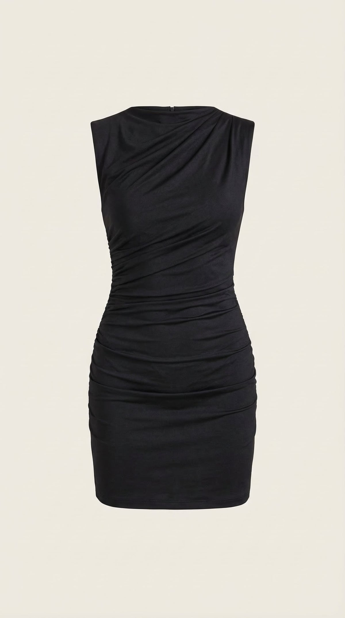 Vestido Mini Fruncido con Escote Drapeado