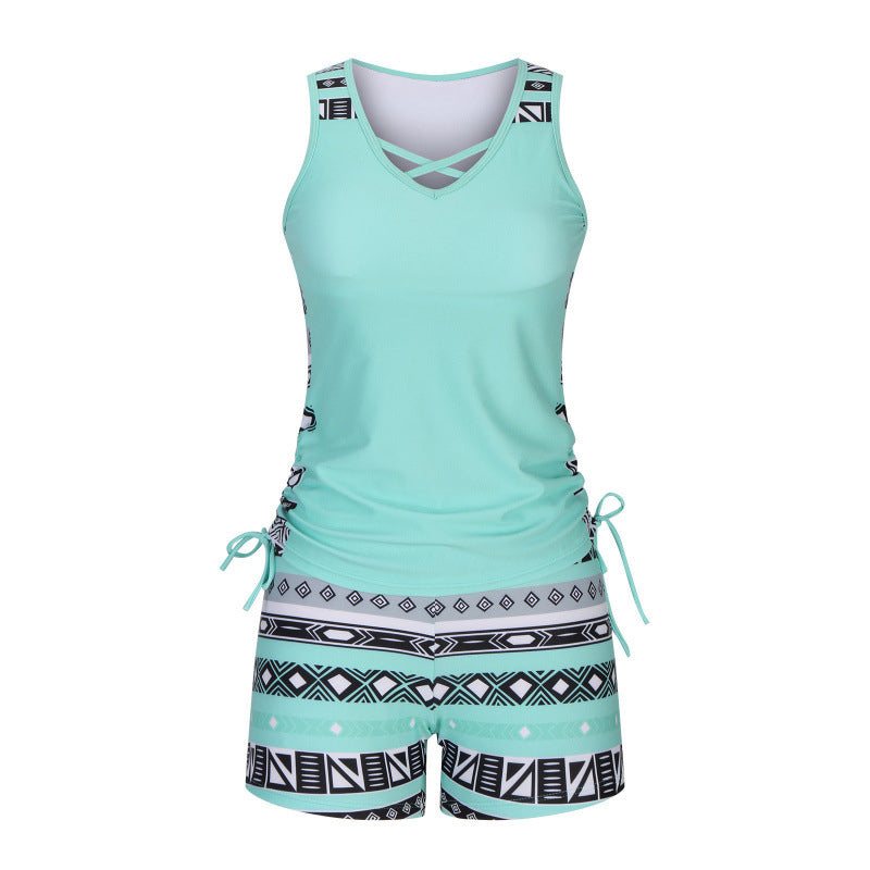 Tankini de Dos Piezas con Short de Cintura Alta