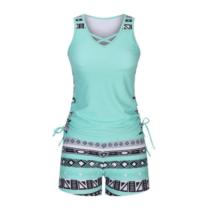 Tankini de Dos Piezas con Short de Cintura Alta