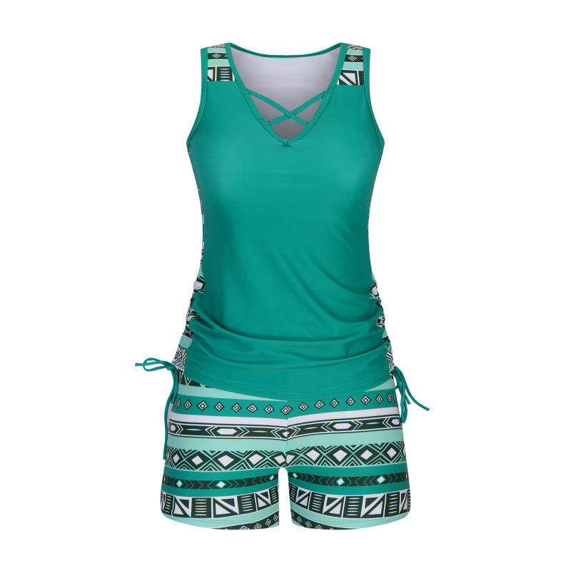 Tankini de Dos Piezas con Short de Cintura Alta