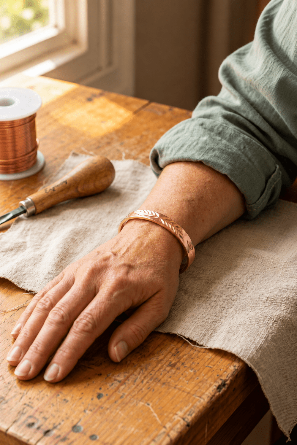 Vera | Pulsera de Cobre Puro con Hojas Caladas a Mano - Vera Serrat