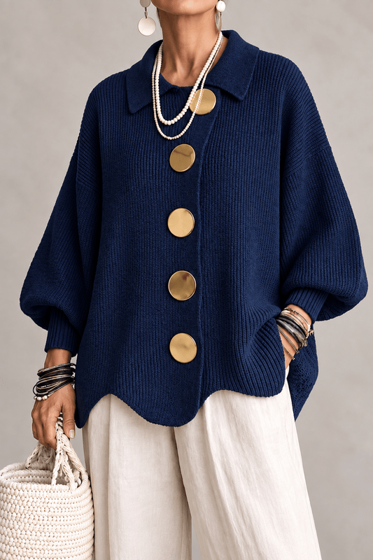 Victoria | Cárdigan oversized con grandes botones dorados - Vera Serrat