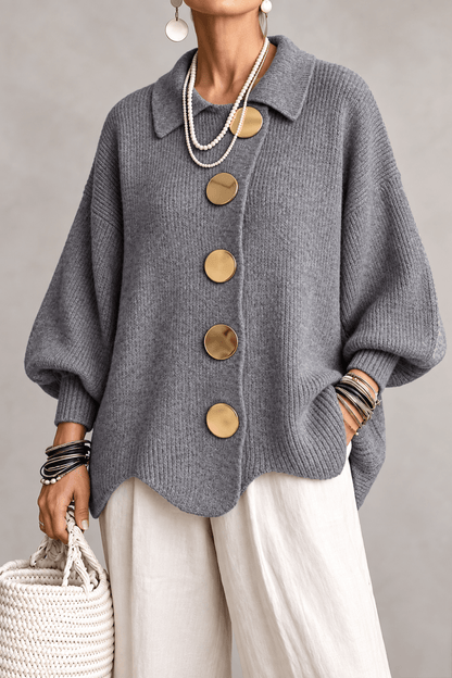 Victoria | Cárdigan oversized con grandes botones dorados - Vera Serrat