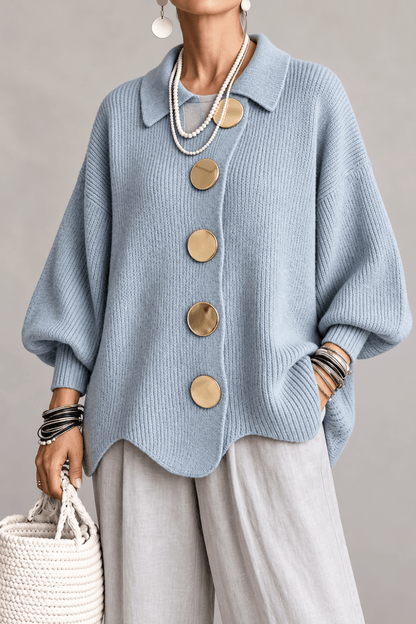 Victoria | Cárdigan oversized con grandes botones dorados - Vera Serrat