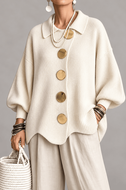 Victoria | Cárdigan oversized con grandes botones dorados - Vera Serrat